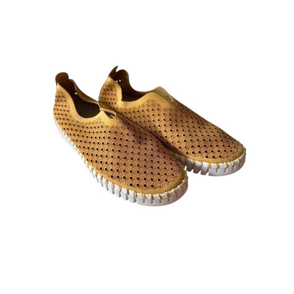 Ilse Jacobsen Tulip139 womens Loafer Flat 38 Yellow Perforated Breathable Shoes
